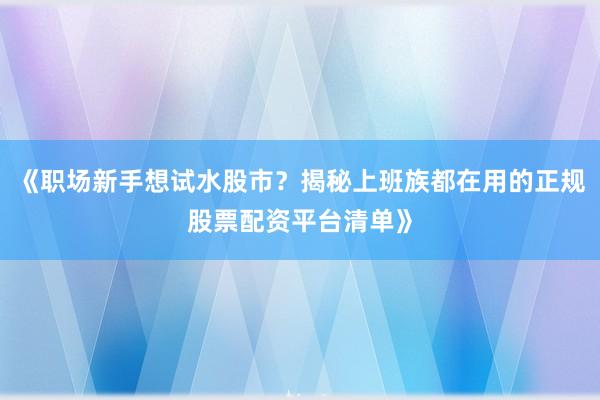 《职场新手想试水股市？揭秘上班族都在用的正规股票配资平台清单》
