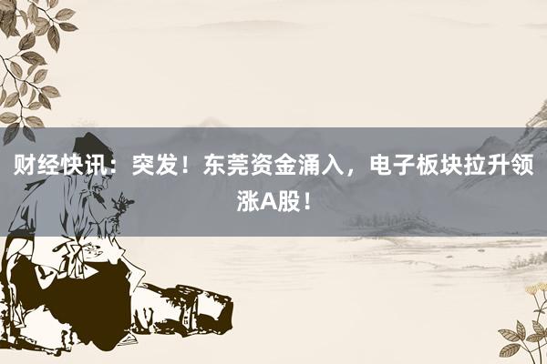 财经快讯：突发！东莞资金涌入，电子板块拉升领涨A股！