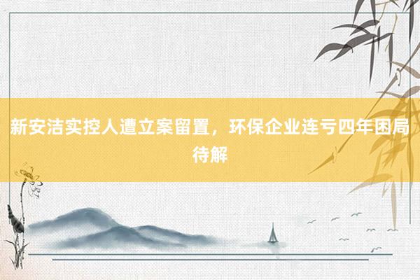 新安洁实控人遭立案留置，环保企业连亏四年困局待解