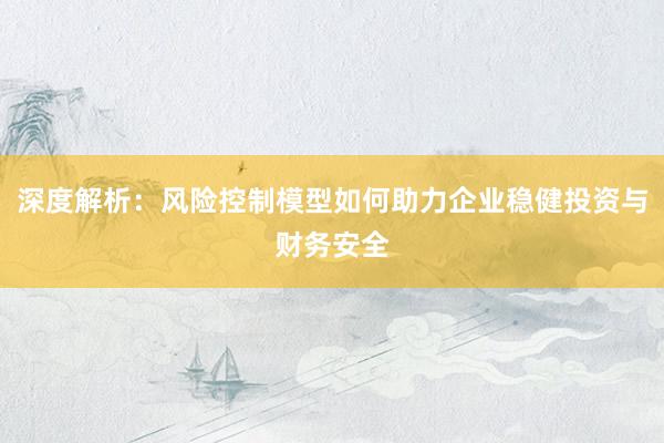 深度解析：风险控制模型如何助力企业稳健投资与财务安全