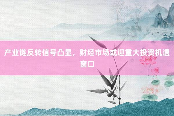 产业链反转信号凸显，财经市场或迎重大投资机遇窗口