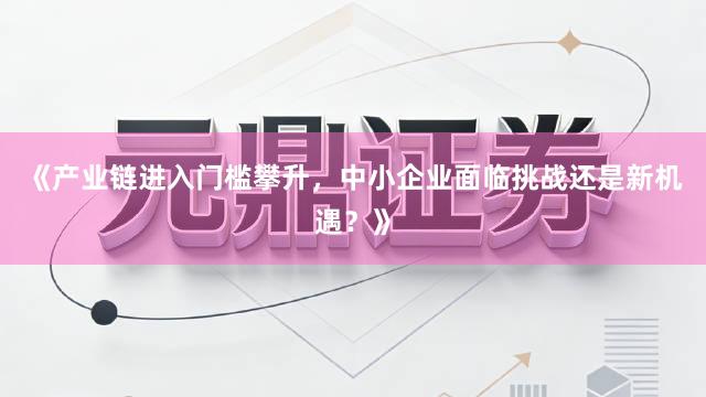 《产业链进入门槛攀升,中小企业面临挑战还是新机遇?》