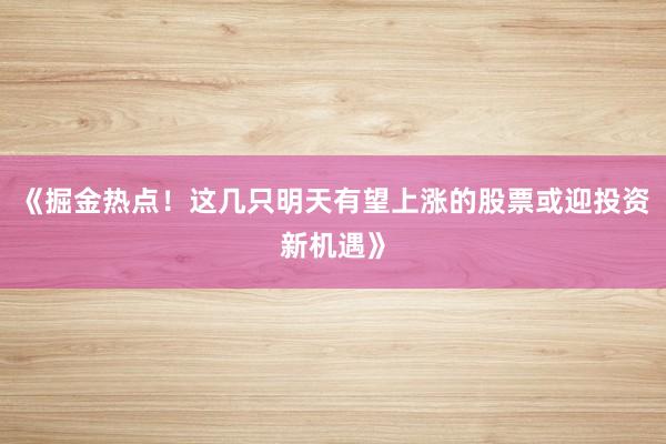 《掘金热点！这几只明天有望上涨的股票或迎投资新机遇》
