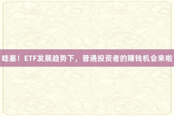 哇塞！ETF发展趋势下，普通投资者的赚钱机会来啦